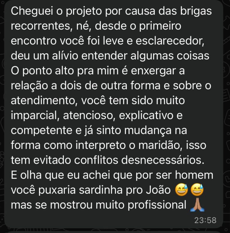 "Consigo enxergar a relação a dois de outra forma!"